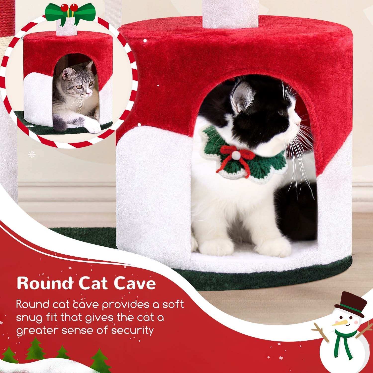 33 Inch Christmas Style Cat Climbing Frame - Festive Holiday Cat Tree Tower - Purrfect Pet Haven