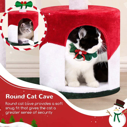 33 Inch Christmas Style Cat Climbing Frame - Festive Holiday Cat Tree Tower - Purrfect Pet Haven