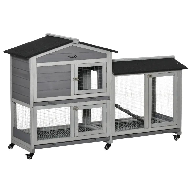 Rabbit Hutch - Large Outdoor with Wheels & Dual Runs - Purrfect Pet Haven