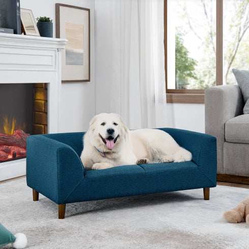 Pet Sofa With Backrest And Armrests, Modern Rectangular Pet Sofa Suitable For Medium And Large Dogs, Soft Cushion Comfortable Dog Sofa - Purrfect Pet Haven