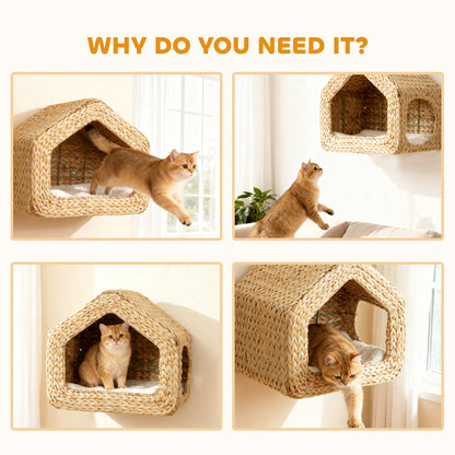 Seagrass Sky Pod - Wall Mounted Cat Hideaway - Purrfect Pet Haven