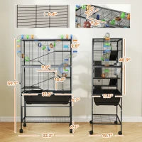 Hamster Cage 5 Tier - Large Rolling Habitat with Tubes - Purrfect Pet Haven