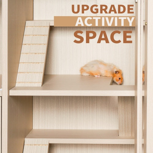 4-Tier Wooden Guinea Pig Cage - Multi-Level Habitat - Purrfect Pet Haven