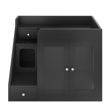 Cat Litter Box Enclosure - Light And Two Storage Drawers