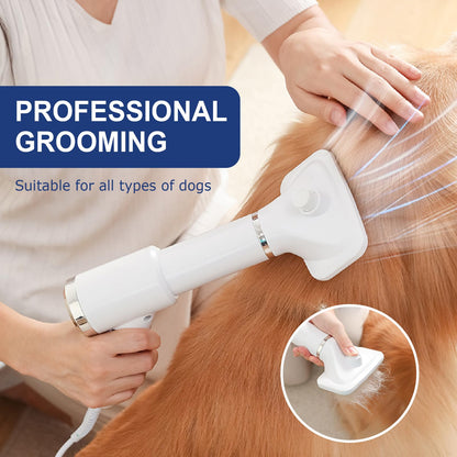 Portable Dog Hair Dryer With Brush - 300W, 3 Heat Settings, Professional, Overheat Protection For Small Medium Pets