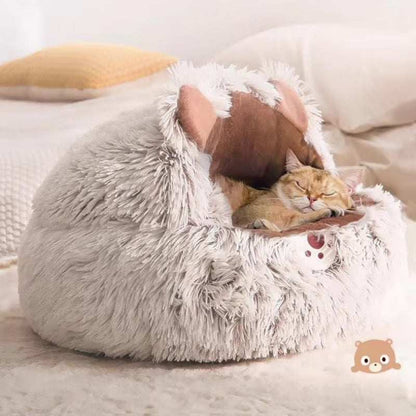 Winter Plush Cat Bed - Round Warm Nest - Purrfect Pet Haven
