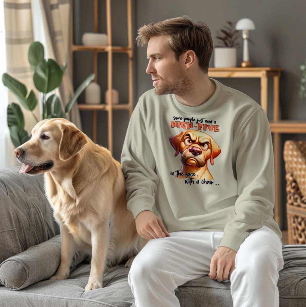 High Five Face Dog Crewneck - Funny Sarcastic Sweatshirt - Purrfect Pet Haven