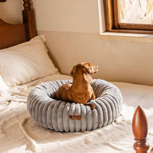 Fluffy Grey Round Pet Bed - Calming - Purrfect Pet Haven