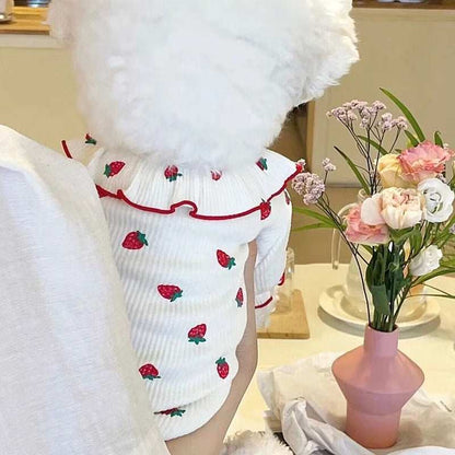 Summer Thin Lace Ruffle Strawberry Pet Cat Dog Clothes - Purrfect Pet Haven