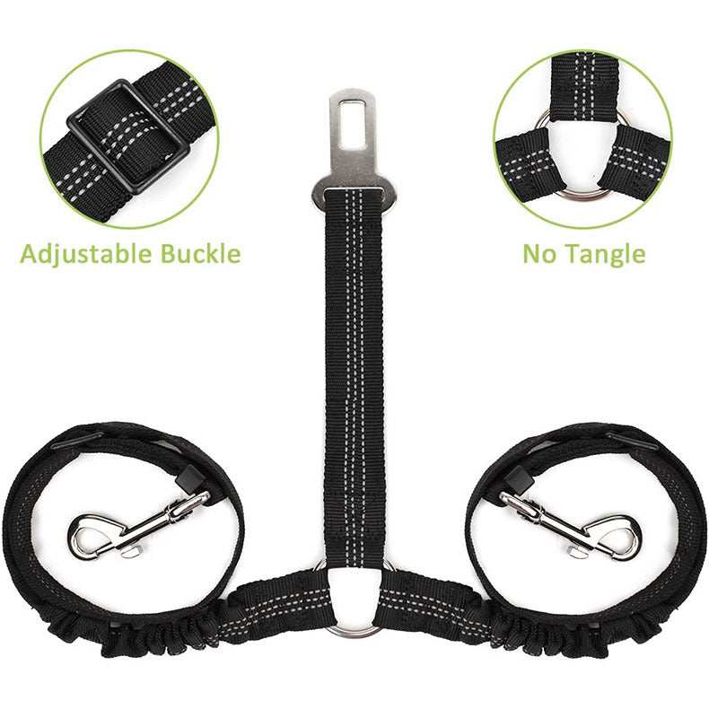 Double-ended Traction Rope Pet Car Seat Belt - Secure Two Pets - Purrfect Pet Haven