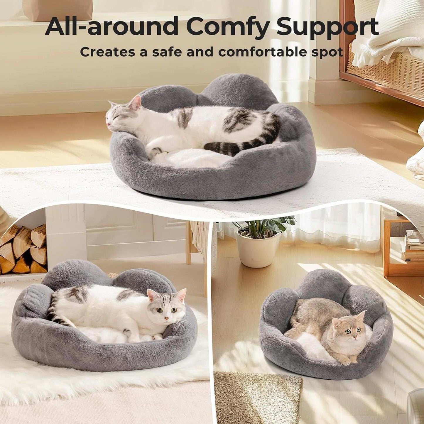 Flower-Shaped Pet Bed - Fluffy Washable Couch for Cats & Small Dogs - Purrfect Pet Haven