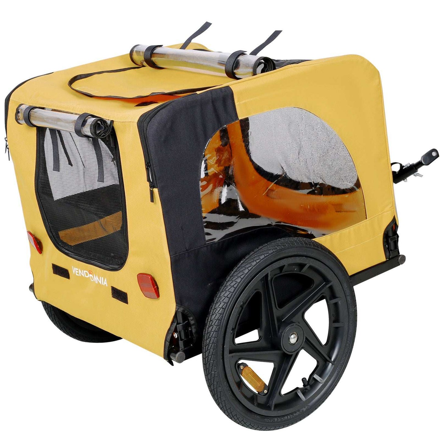 Yellow Outdoor Heavy Duty Foldable Practical Pet Stroller Dog Carrier With Bicycle Tow - Purrfect Pet Haven