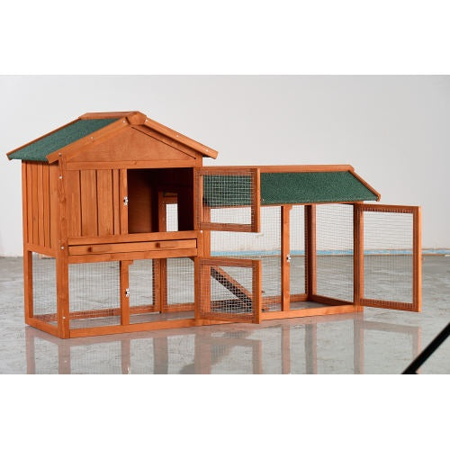 Rabbit Hutch - 2-Story Outdoor Wooden Cage - Purrfect Pet Haven