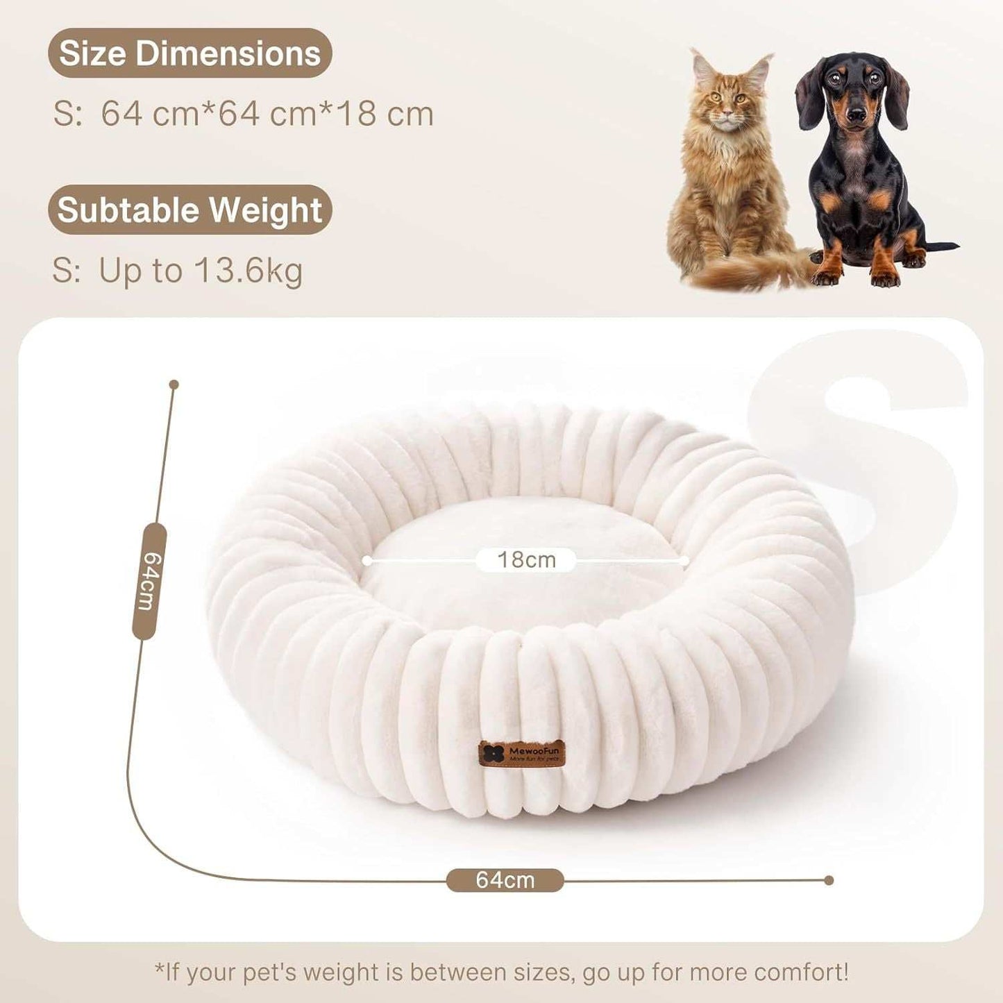 Donut Dog Bed - Calming Round Fluffy - Purrfect Pet Haven