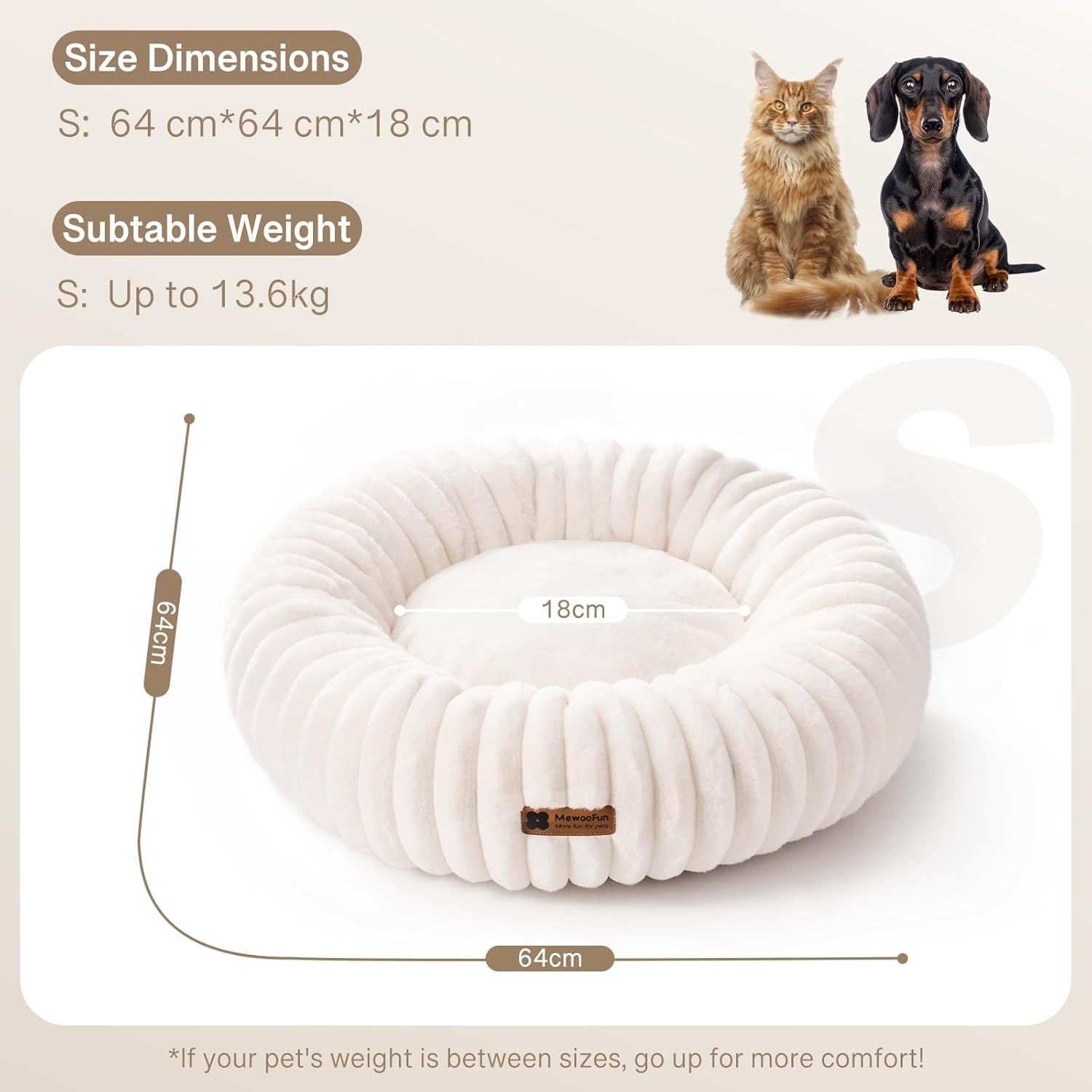 Donut Dog Bed - Calming Round Fluffy - Purrfect Pet Haven