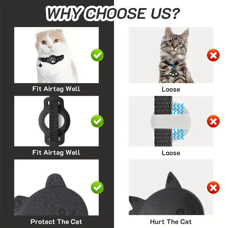 Paw Prints Tracker - Cat Collar with AirTag Holder - Purrfect Pet Haven
