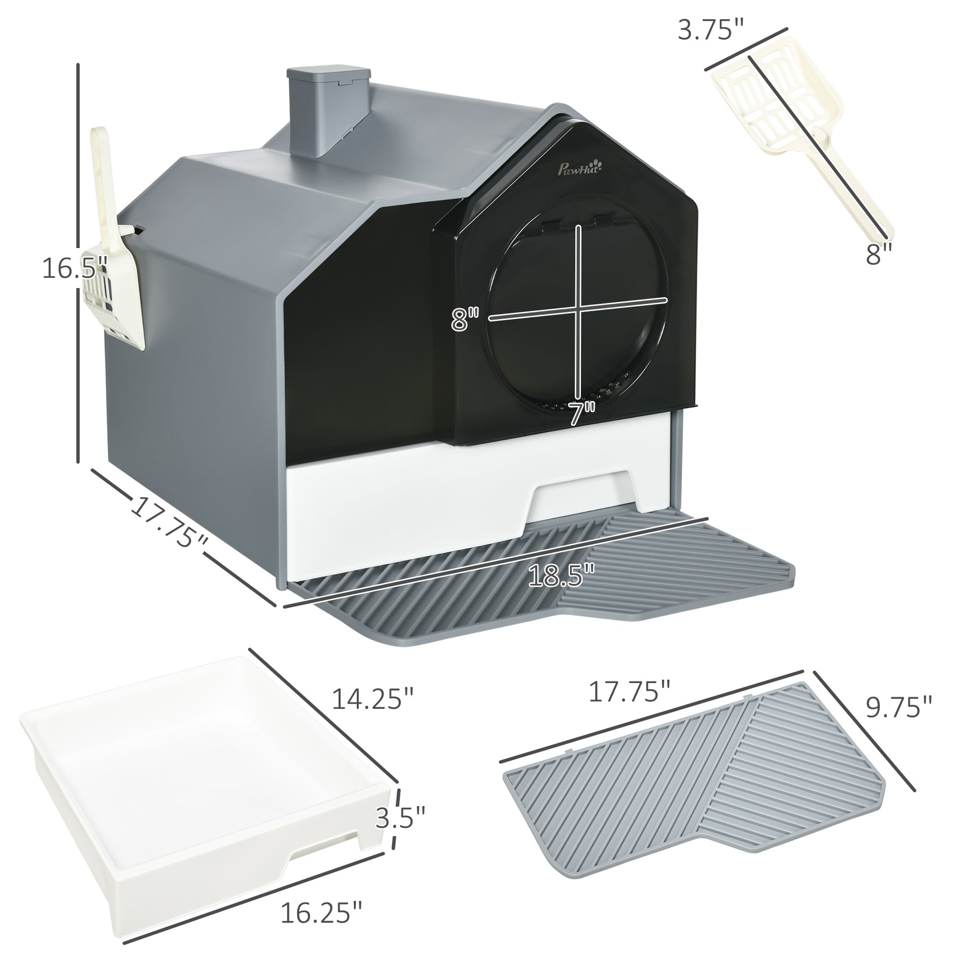 Hooded Cat Litter Box with Drawer & Mat - Odor Control - Purrfect Pet Haven