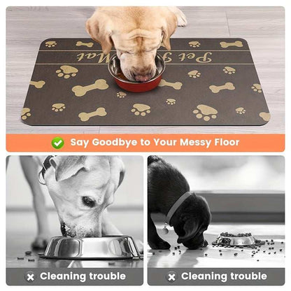 Dog Paws & Bones Pet Absorbent Non-slip Feeding Placemat - Purrfect Pet Haven