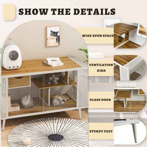 Spacious Cat House - Tempered Glass Design - Purrfect Pet Haven
