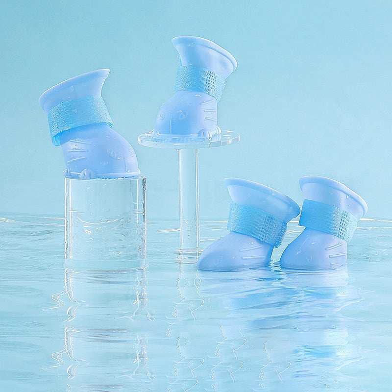 Waterproof Silicone Non-Slip Dog 4 Piece Rain Boots - Purrfect Pet Haven