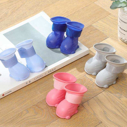 Waterproof Silicone Non-Slip Dog 4 Piece Rain Boots - Purrfect Pet Haven