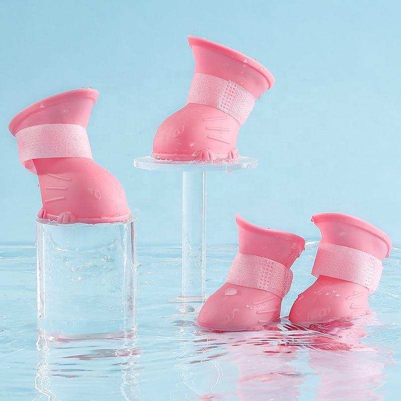 Waterproof Silicone Non-Slip Dog 4 Piece Rain Boots - Purrfect Pet Haven