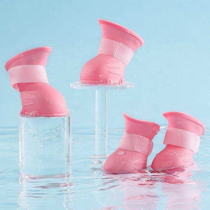 Waterproof Silicone Non-Slip Dog 4 Piece Rain Boots - Purrfect Pet Haven