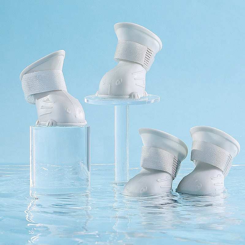 Waterproof Silicone Non-Slip Dog 4 Piece Rain Boots - Purrfect Pet Haven