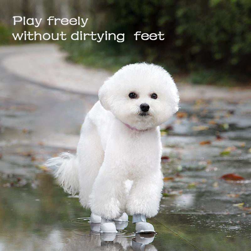 Waterproof Silicone Non-Slip Dog 4 Piece Rain Boots - Purrfect Pet Haven