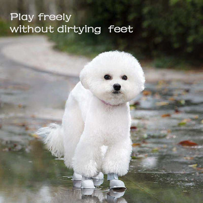 Waterproof Silicone Non-Slip Dog 4 Piece Rain Boots - Purrfect Pet Haven