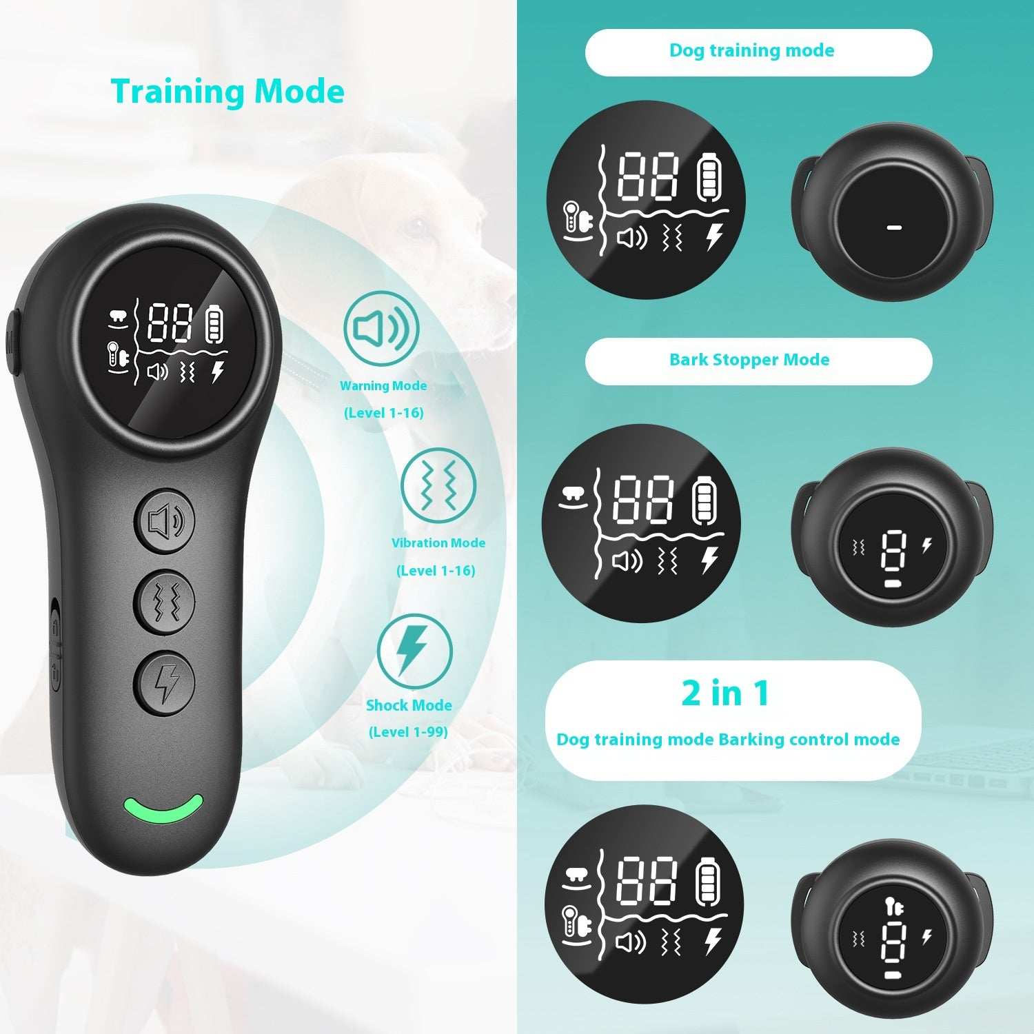 Multiple Training Modes Smart 3-in-1 Dog Trainer Bark Stopper - Purrfect Pet Haven