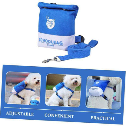 Cute Schoolbag Dog Treat Backpack Bag with Leash - Purrfect Pet Haven