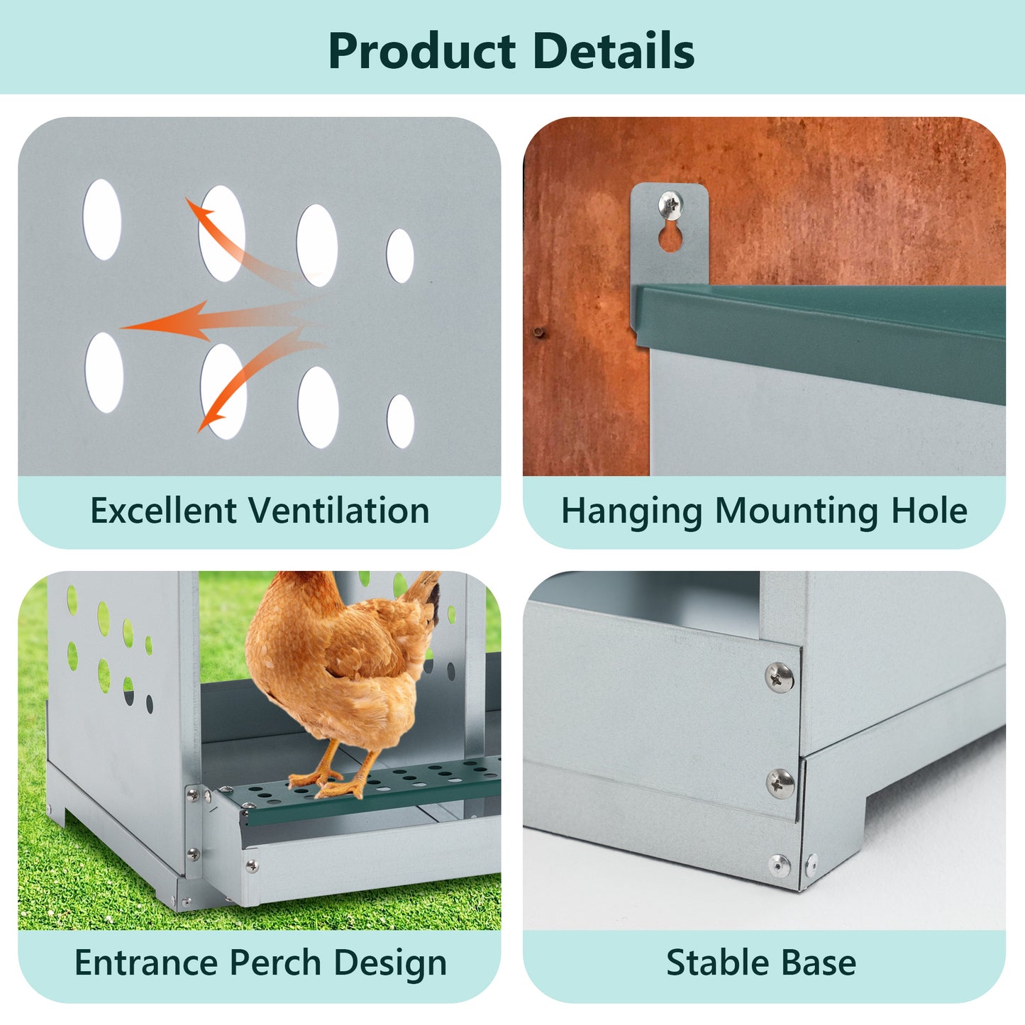 6-Compartment Chicken Nesting Box - Roll-Away Egg Collection - Purrfect Pet Haven
