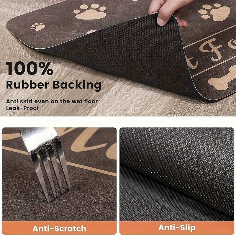 Dog Paws & Bones Pet Absorbent Non-slip Feeding Placemat - Purrfect Pet Haven