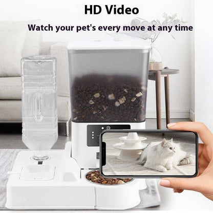 Double Bowl Intelligent Timer Surveillance Video Feeder - Use Remote Voice Call - Purrfect Pet Haven