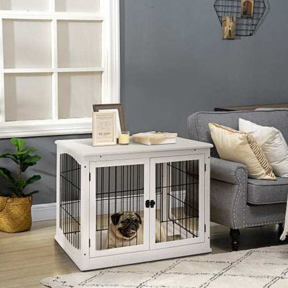 Small Kennel End Table With Two Open Sides And Lockable Door - Purrfect Pet Haven