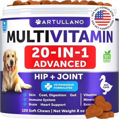Dog Multivitamin Chewable With Glucosamine 20 In 1 Dog Vitamins And Supplements Senior & Puppy Multivitamin For Dogs Pet Joint Support Health Immunity Mobility Gut Skin 120 Chews - Purrfect Pet Haven