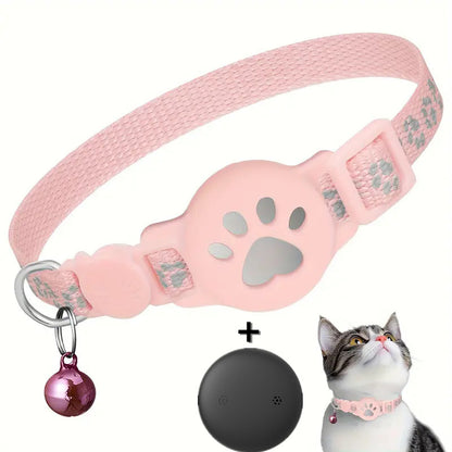 Paw Prints Tracker - Cat Collar with AirTag Holder - Purrfect Pet Haven