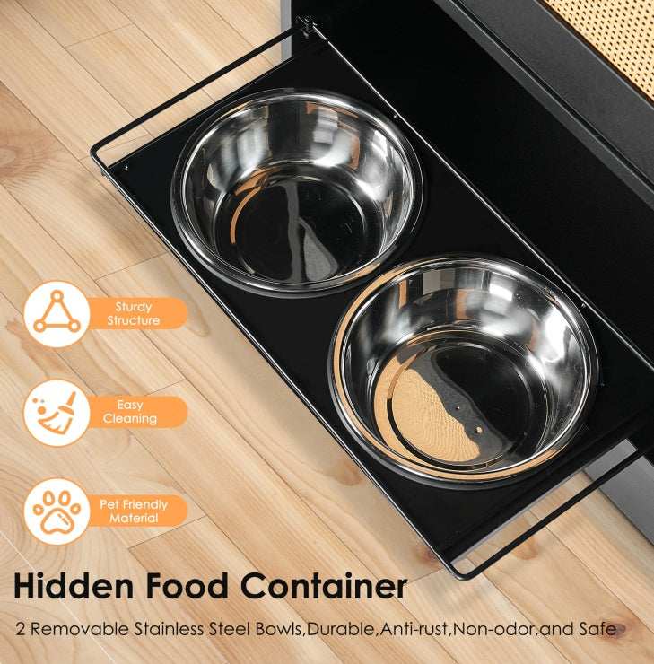 Pet Feeding Station 1 Locker and 2 Overhead Dog Bowls - Purrfect Pet Haven