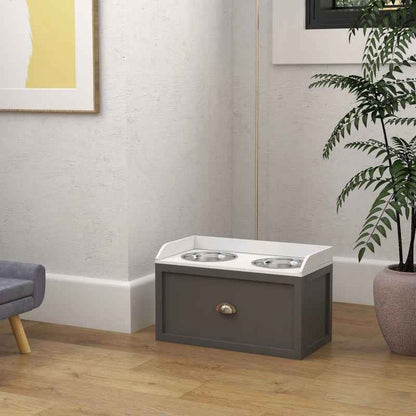 Elevated Dog Bowls - Pet Feeding Station With Storage