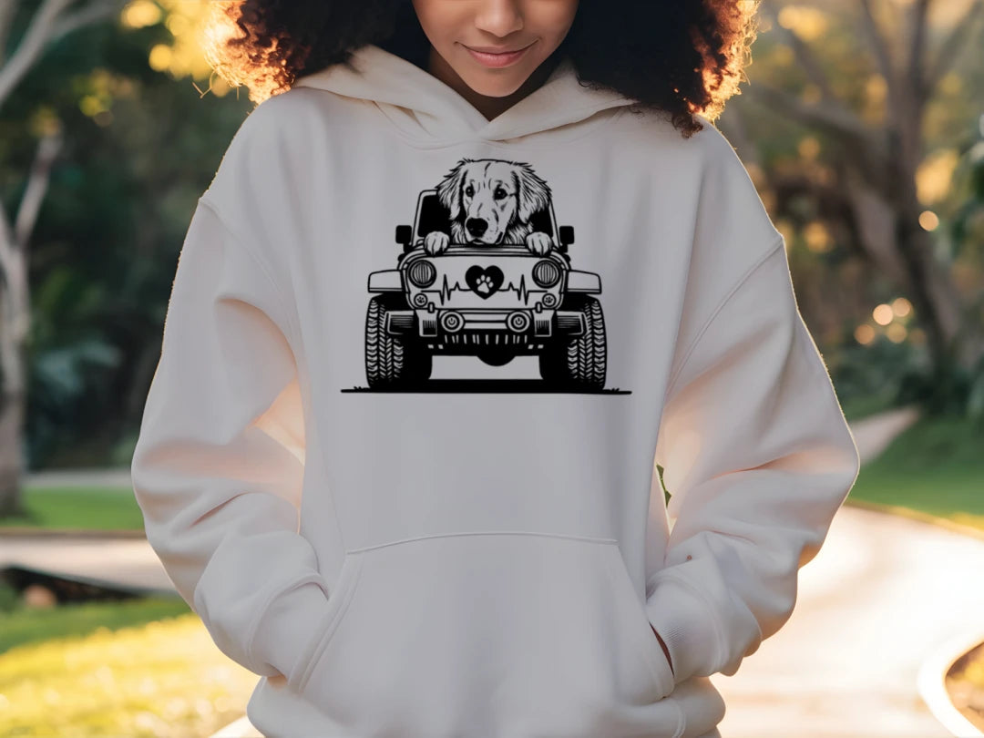 Jeep Autzen Golden Retriever Hoodie - Dog Lover Sweatshirt - Purrfect Pet Haven