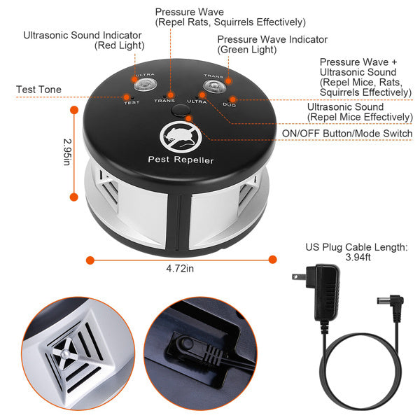 Ultrasonic Pest Repellent - 4 Modes for 3229 Sq Ft - Purrfect Pet Haven