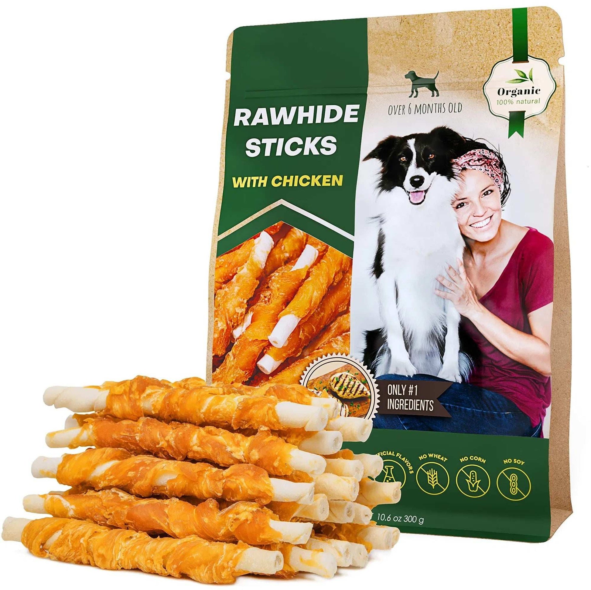 Dog Sticks Wrapped With Chicken & Pet Natural Chew Treats Grain Free Organic Meat & Human Grade Dried Snacks In Bulk For Training Small & Large Dogs - Purrfect Pet Haven