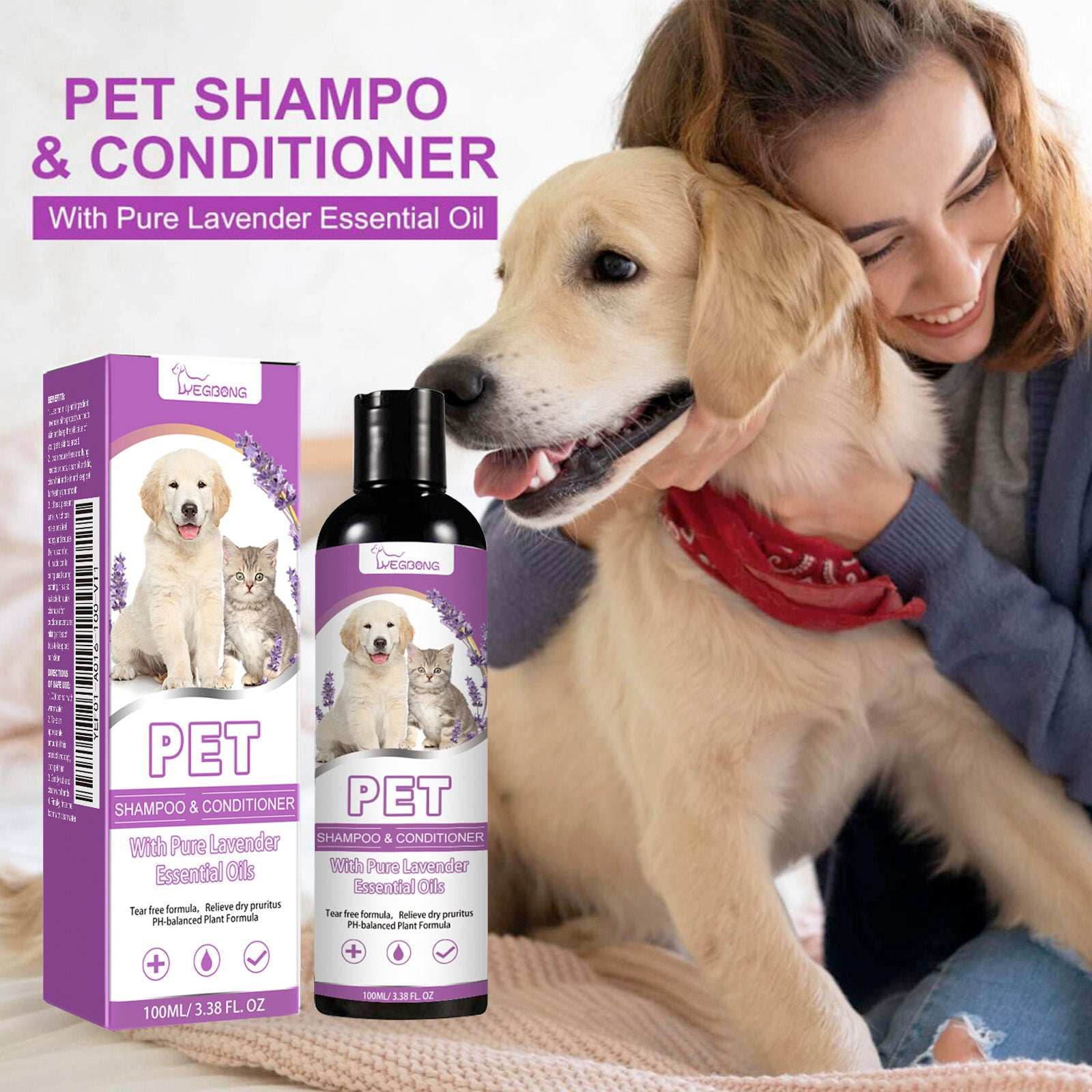 Pet Shampoo & Conditioner with Pure Lavender Essential Oils - Purrfect Pet Haven