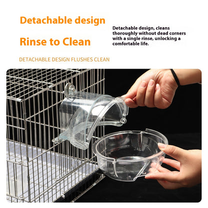Bird Bath Tub Transparent - Plug-in Parrot Bathing Bowl Cage Accessory