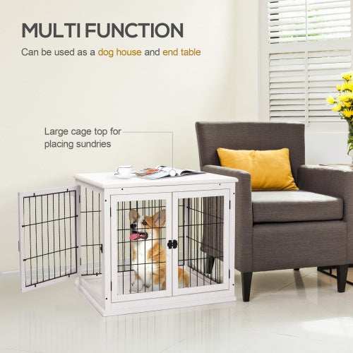 Small Kennel End Table With Two Open Sides And Lockable Door - Purrfect Pet Haven