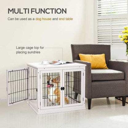 Small Kennel End Table With Two Open Sides And Lockable Door - Purrfect Pet Haven