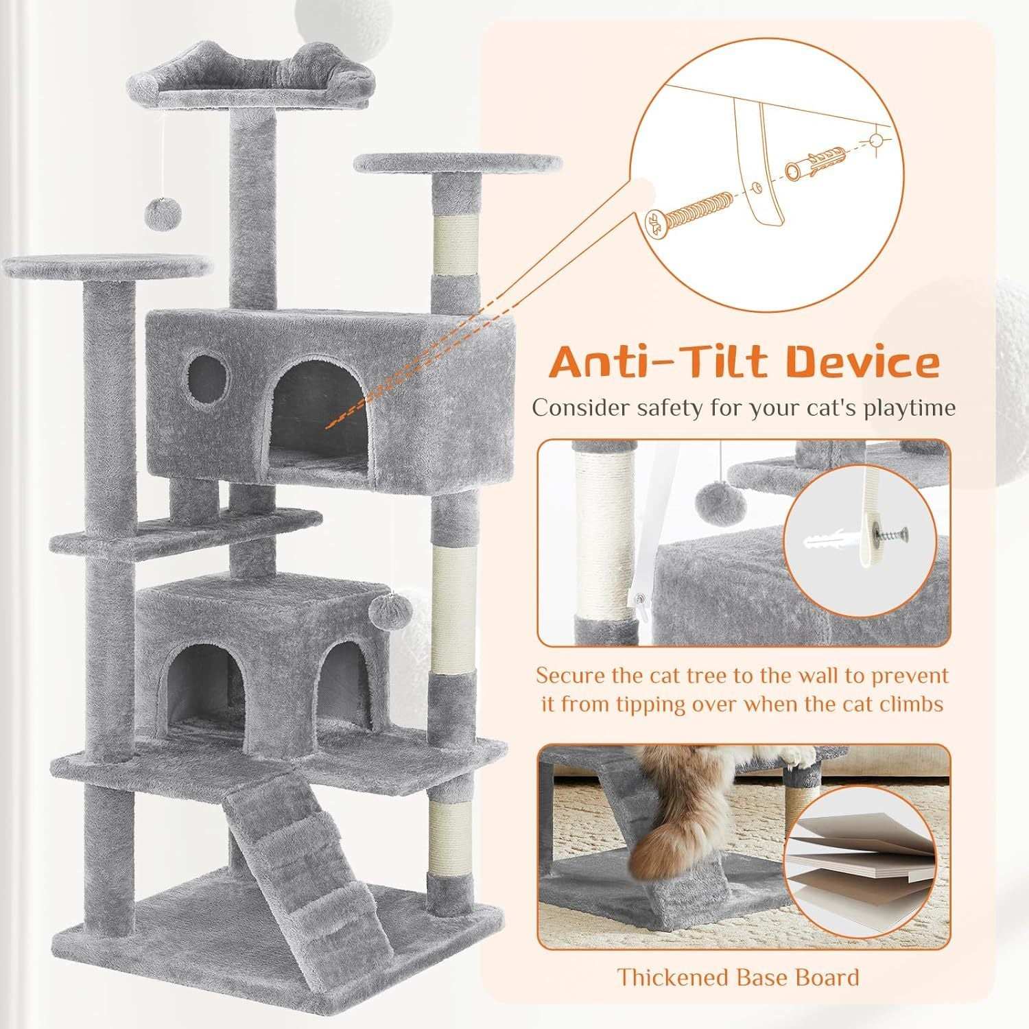 54 Inch Multi-Level Cat Tree Tower - Purrfect Pet Haven