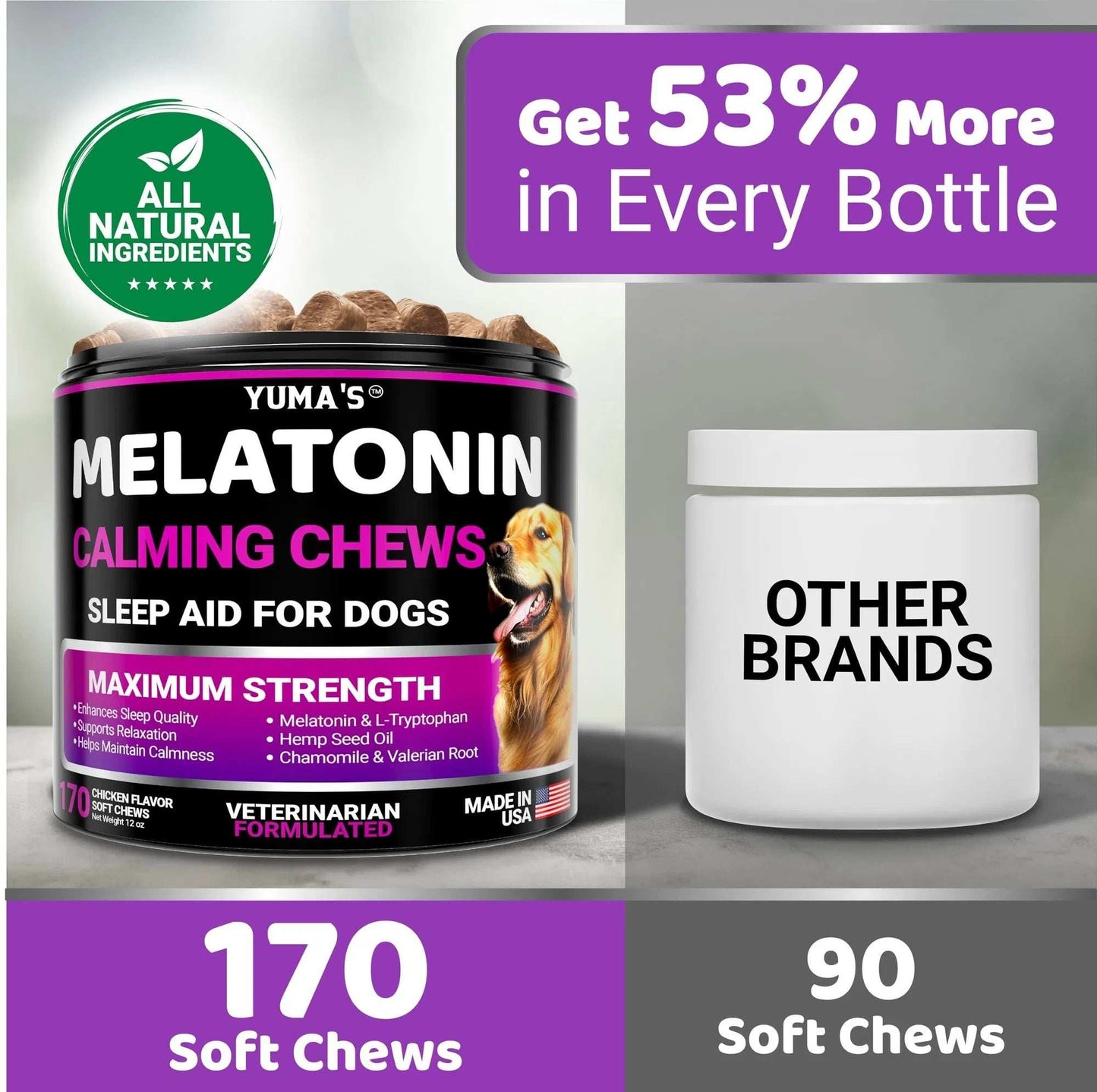 Do Not Sell On Amazon Melatonin Calming Chews For Dogs 170 Chews Dog Stress And Anxiety Relief - Purrfect Pet Haven