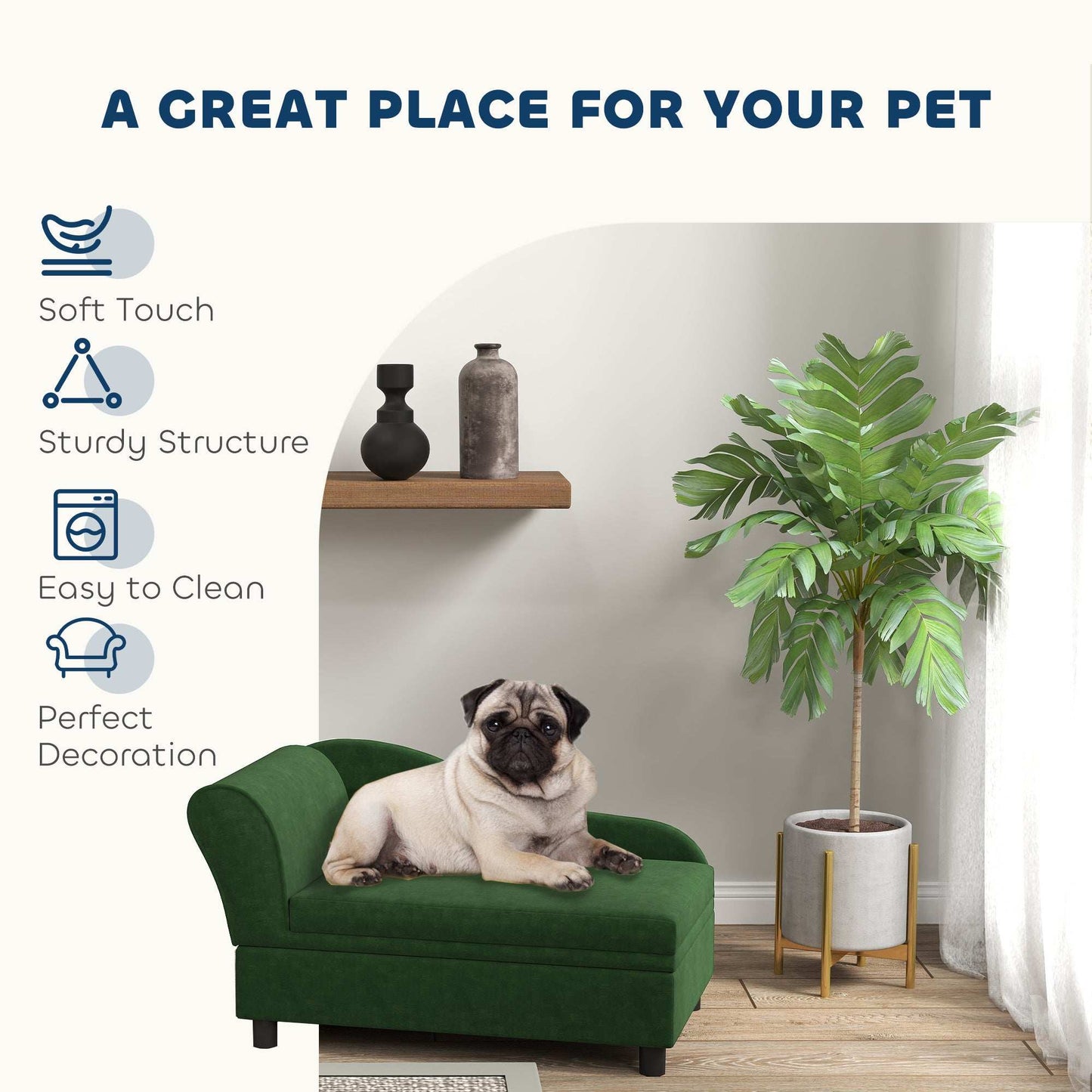 Pet Sofa Bed with Storage - Green for Cats & Small Dogs - Purrfect Pet Haven